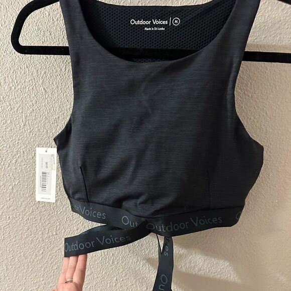 Outdoor Voices NWT Move Free Criss Cross TechSweat Night Crop Top Sports Bra M - Picture 4 of 7